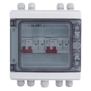 Imagem de Generic Caixa Combinadora CC Fotovoltaica Chave de Desconexão Solar Confiável IP65 Resistente à água 2 Em 2 Saídas Proteção contra Surtos para Conectado à Rede de Painel Solar, 8,5 X 3,7 X 8,3 pol.
