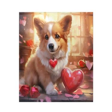 Imagem de Blueangle Cobertor de cachorro Valentine super macio e quente, 127 x 152 cm, leve para todas as estações, aconchegante cobertor para cama, sofá, sofá, fácil de cuidar (108)