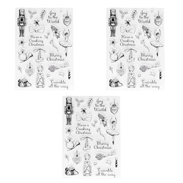 Imagem de 3 pçs selos claros padrão temático de natal tpr transparente diy scrapbooking selos para gravação de cartão fazendo projetos de artesanato de férias