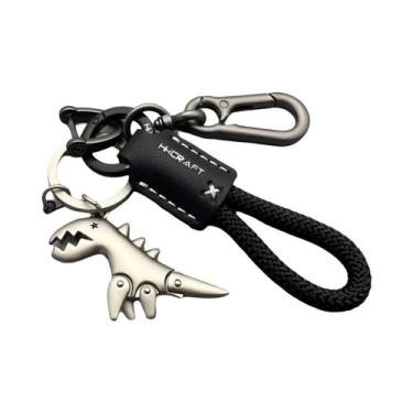 Imagem de Chaveiro De Metal Com Corda Trançada De Couro, Decoração Para Motocicl