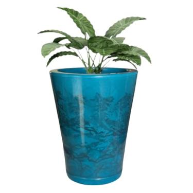 Imagem de Vaso Grande Liso Polietileno Marmorizado Plantas Luxo Jardim Varanda (Azul Petróleo)