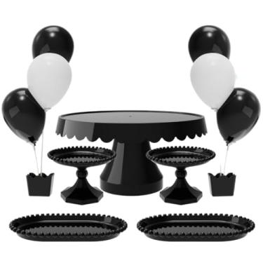 Imagem de Kit com 1 Boleira Plus, 2 Mini Boleira Pérola, 2 Bandeja Pérola e 2 Suporte p/Balões c/ 3 Hastes(PT - PRETA)