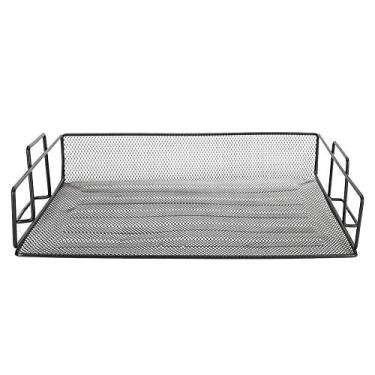 Imagem de Bandeja de documentos de arquivo organizador malha horizontal desktop armazenamento multi camada carta rack para escritório casa ferro preto 36.7x25x6cm