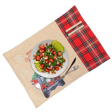 Imagem de Jogos americanos de Natal, jogos americanos para mesa de jantar | Tapetes para decoração de mesa | Tapete de mesa com isolamento térmico Tapete de mesa para decoração de Natal para decoração de mesa d