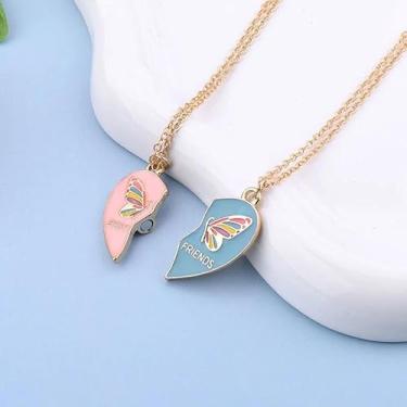 Imagem de Colar de Melhor Amigo para 2 Presentes de Amizade Combinando para Mulheres, Presentes de Aniversário e Natal para Alma, Irmã, Amigas, Borboleta, Coração e Pingente para 2 Melhores Amigos, Presente de