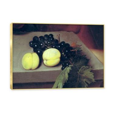 Imagem de NHLDZYH Moldura dourada. Tela de frutas botânica vintage, impressão de estilo de pintura a óleo vintage, decoração de jantar rural de fazenda, pronta para pendurar. B59. 70 x 98 cm