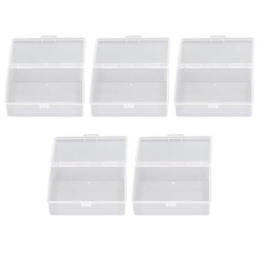 Imagem de Cuofyunl 5 peças pequeno recipiente de plástico organizador multifuncional caixa de armazenamento transparente à prova d'água para artesanato joias puff
