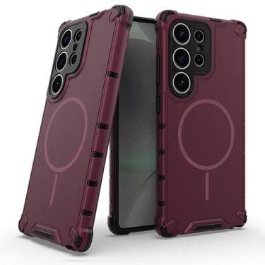 Imagem de POYUFRG Capa magnética para Samsung Galaxy S26 Ultra/S26 Plus/S26, capa de telefone fina fosca à prova de choque, capa de proteção de lente com tudo incluído, roxa, S26 Plus