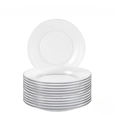 Imagem de Jogo de 12 Pratos de Vidro Transparente - Acabamento Liso para Mesa de Jantar, Buffet e Serviço de Comida, Utensílios Domésticos Práticos (JOGO 12 PRATOS)