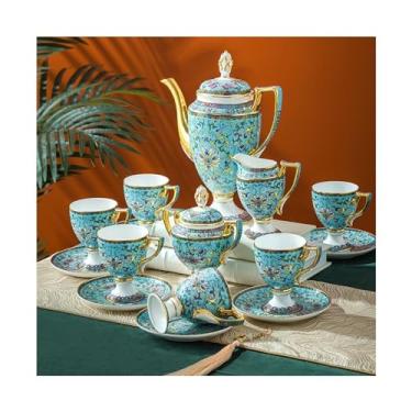 Imagem de Conjunto de 15 peças para servir bebidas chá da tarde conjunto de xícara de café e pires de porcelana conjunto multifuncional de chá doméstico essencial para festa de chá garrafa de água
