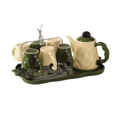 Imagem de Conjunto de utensílios domésticos para servir bebidas, sala de estar, sala de jantar, pote de água fria de cerâmica, xícara de chá, bandeja, suporte de copo garrafa de água