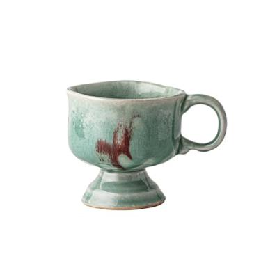 Imagem de KEG801302 Conjunto de 1 caneca de café moderna de gelo rachado esmaltada com pés altos, com capacidade de 230 g caneca de café gradiente de cerâmica para cafeterias