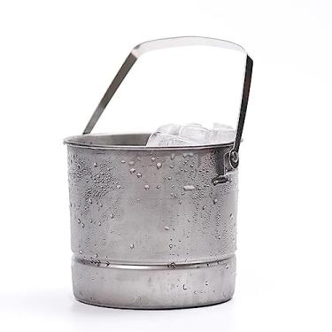 Imagem de Recipiente de gelo balde de aço inoxidável balde de cerveja de metal 1L balde de metal prateado recipiente de aço com alça para vinho, champanhe, bar, cozinha, interior, exterior, férias, festas
