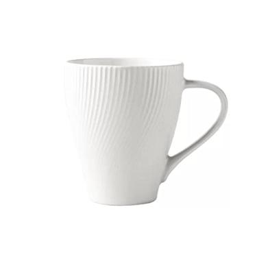 Imagem de Xícara de café simples moderna de 350 ml, copo de cerâmica de cor sólida, copo de café para casa, escritório, copo de água de alta beleza, xícara de chá (branca)