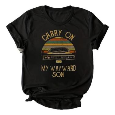 Imagem de Camiseta Feminina Supernatural Carry On My Wayward Son 100% Algodão Pr