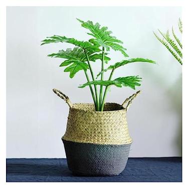 Imagem de KEG801302 Vaso de flores, cesta de armazenamento de bambu, vasos decorativos dobráveis, retalhos, arranjos de plantas verdes, vasos de flores minimalistas, decoração de cestos de flores (preto)