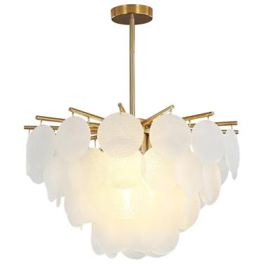 Imagem de Lustre de cristal moderno de 60 cm com pingente de cristal dourado para sala de estar, sala de jantar e quarto.