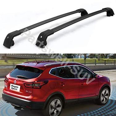 Imagem de YiXi-Partswell 2 peças de rack de teto travável barras transversais bagageiro alumínio adequado para Nissan Rogue Sport 2017-2021 - preto