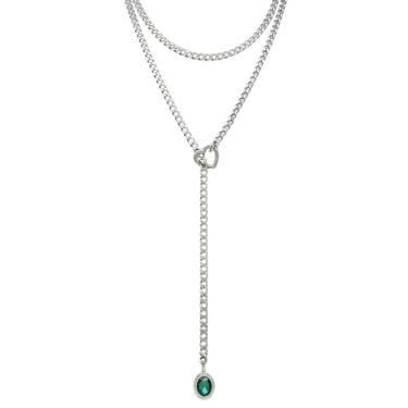 Imagem de EverGlimp Colar feminino com corrente de coração de ouro 18 K, corrente cubana longa de aço inoxidável de 99 cm, uso de camada dupla, anel de coração removível com pingente de cristal, joia ajustável