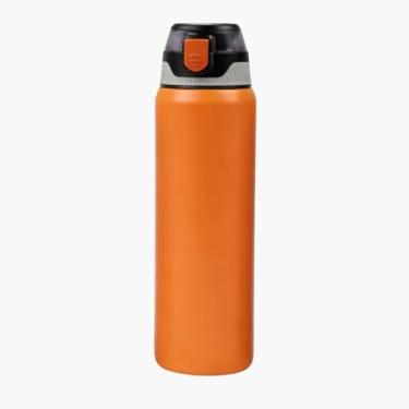 Imagem de Garrafa Térmica de Água 800ml Premium Aço Inox Isolamento a Vácuo Antivazamento Resistente Alça Canudo Esportivo Academia Treino (Laranja)