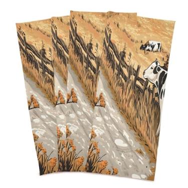 Imagem de xigua Conjunto de 6 panos de prato de cozinha Old Farmhouse, macios e altamente absorventes de secagem rápida para limpeza de pratos e limpeza manual, 71 x 45 cm