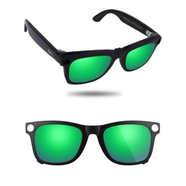 Imagem de Fiskr Óculos de sol polarizados Clip-On compatíveis com Ray-Ban Meta Wayfarer RW4006 e Gen 2 RW4012 (tamanho 50-22) - Proteção UV, Verde esmeralda, 50*22mm
