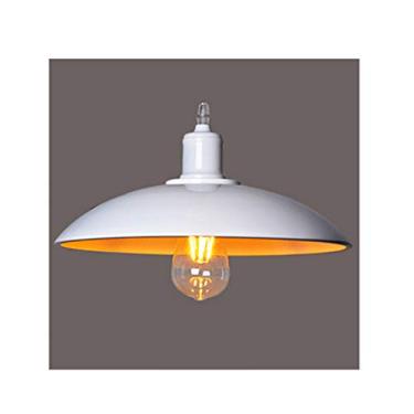 Imagem de Lustre pendente moderno industrial vintage estilo loft com cúpula de metal, lustre de teto suspenso E27 para cozinha, sala de jantar, sala de estar, restaurante e café (branco)