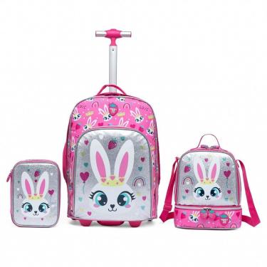 Imagem de Kit Infantil Mochila De Rodinhas + Estojo + Lancheira Menina-Feminino