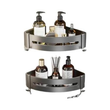 Imagem de Organizador De Prateleira De Banheiro Montado Na Parede Sem Furos, Sup