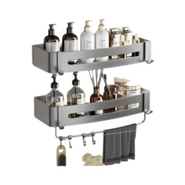 Imagem de Organizador De Prateleira De Banheiro Montado Na Parede Sem Furos, Sup