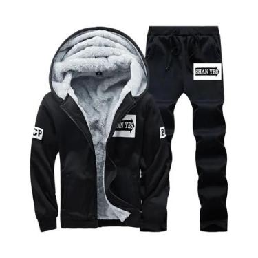 Imagem de Conjunto De Esportes De Inverno Masculino, Suéter Casual Com Capuz E C