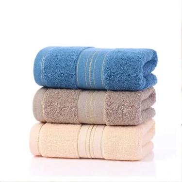 Imagem de THJKUPO 3 peças de toalha de banho de algodão grosso aumentam a absorção de água fio dourado rostos macios