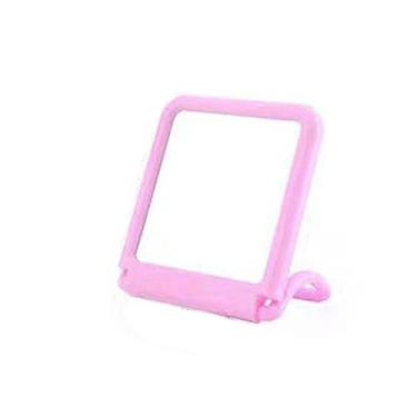 Imagem de Espelho de maquiagem de mesa espelho de beleza quadrado dobrável portátil espelho dobrável com suporte, montado na parede vertical 90° ajustável duplo espelho de vaidade para casa