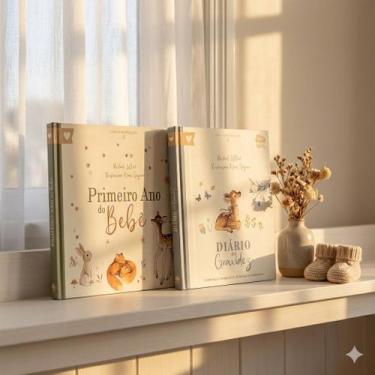 Imagem de Kit Happy Baby Diário da Gravidez + Livro do Bebê  Álbum de Recordaçõe