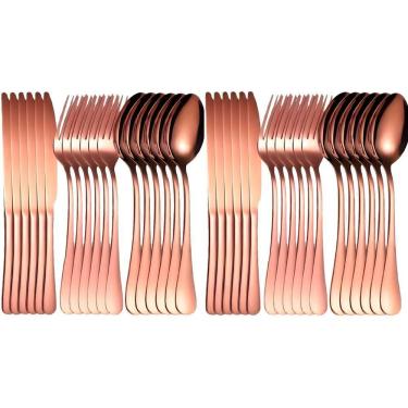 Imagem de Kit Talheres 36pçs P-12 Pessoas Colher Garfo Faca Inox Rose