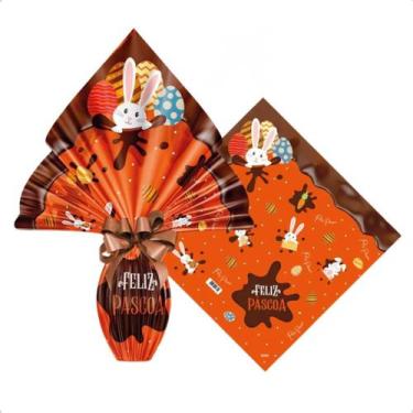 Imagem de Saco Embalagem Ovo Páscoa Prático 25UN com Laços 250 a 350g COR:LARANJ