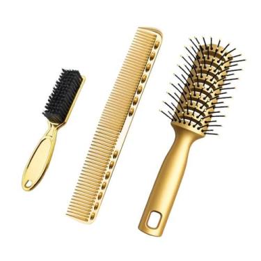 Imagem de Kit Barbeiro 3 Em 1 Escova De Cabelo Pente Metal E Escovinha - Extrema