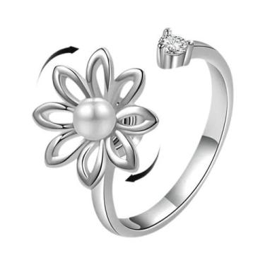 Imagem de Anel Antiestresse Ajustável Para Mulheres, Joia Fidget Spinner Com Des