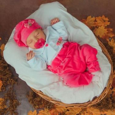 Imagem de Conjunto bebe menina plush com boina delicada - MULEKA SAPEKA, P, Rosa