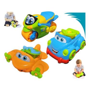 Imagem de Brinquedo Educativo Bebê 1 Ano Menino Kit Carro Moto E Avião Kit Menin