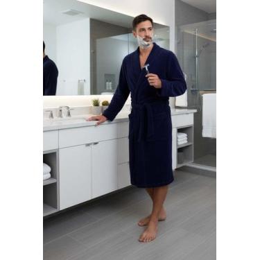 Imagem de Roupão Atoalhado Masculino - Sogni Belli, P, Azul marinho