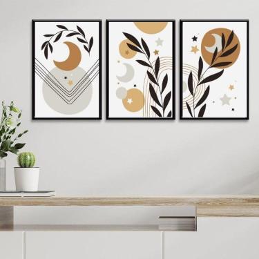 Imagem de Kit 3 Quadros Luas E Estrelas Boho 45X34Cm