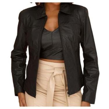 Imagem de Jaqueta Feminina Javali Couro Casual Curta Preta - 11402114-Feminino