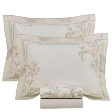 Imagem de Jogo de Cama Casal Lençol 100% Algodão Percal 200 Fios Amelia 4 Peças 