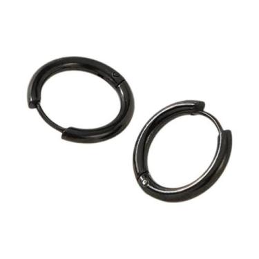 Imagem de Brincos De Argola Em Aço Inoxidável Preto, Dourado E Prateado, 5 Peças