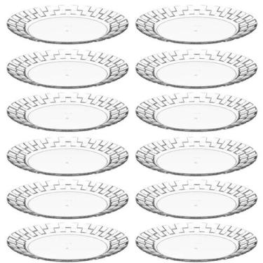 Imagem de Conjunto 12 Pratos Grandes Plástico Resistente 26cm Transparentes Crip