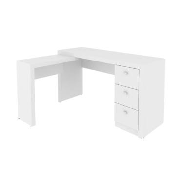 Imagem de Mesa para Escritório com Mesa de Apoio e 3 Gavetas ME4101 Branco Tecno