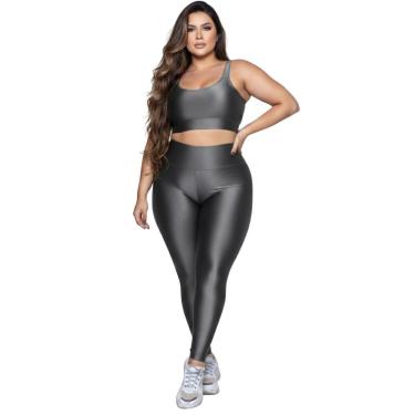 Imagem de Conjunto Fitness Plus Size Top e Calça New Zig 3D Serra e Mar Alta Compressão Academia Musculação-Feminino
