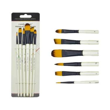 Imagem de Conjunto De 6 Pincéis De Pintura Artística Para Acrílico, Óleo E Aquar
