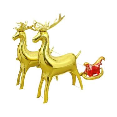 Imagem de Balão Grande De Natal Com Papai Noel E Rena Para Decoração De Festa De